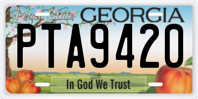 GA license plate PTA9420