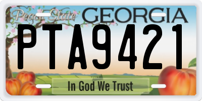 GA license plate PTA9421