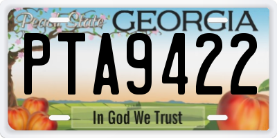 GA license plate PTA9422