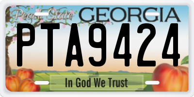 GA license plate PTA9424