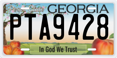 GA license plate PTA9428
