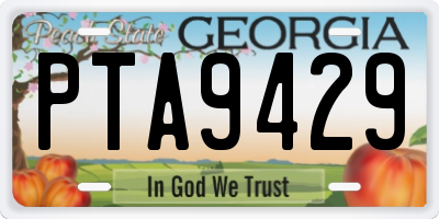 GA license plate PTA9429