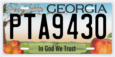 GA license plate PTA9430