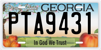 GA license plate PTA9431