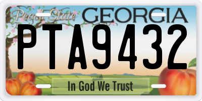 GA license plate PTA9432