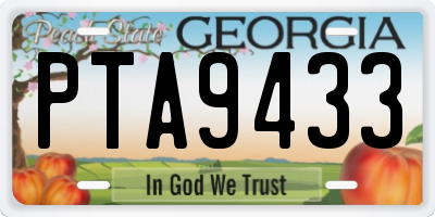 GA license plate PTA9433