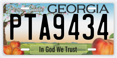 GA license plate PTA9434