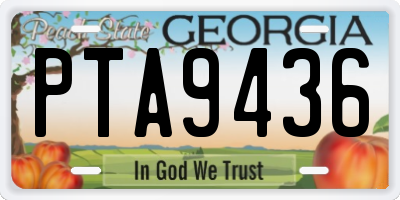 GA license plate PTA9436