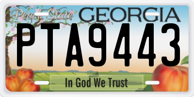 GA license plate PTA9443
