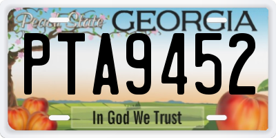 GA license plate PTA9452