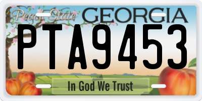 GA license plate PTA9453