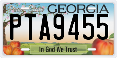 GA license plate PTA9455
