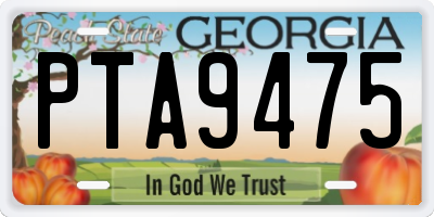 GA license plate PTA9475