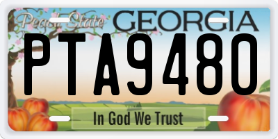 GA license plate PTA9480