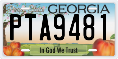 GA license plate PTA9481