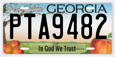 GA license plate PTA9482