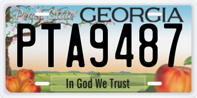 GA license plate PTA9487