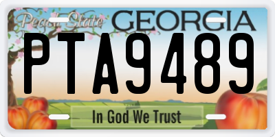 GA license plate PTA9489