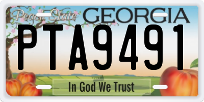 GA license plate PTA9491