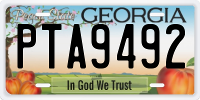 GA license plate PTA9492
