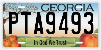GA license plate PTA9493