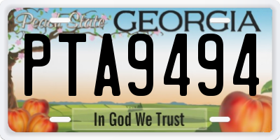 GA license plate PTA9494