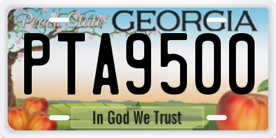 GA license plate PTA9500