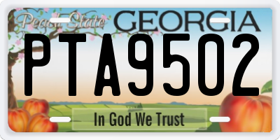 GA license plate PTA9502