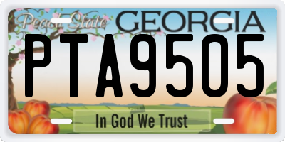 GA license plate PTA9505