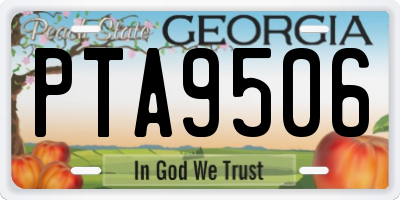 GA license plate PTA9506