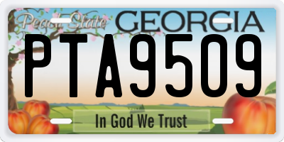 GA license plate PTA9509