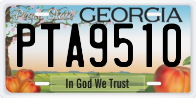 GA license plate PTA9510