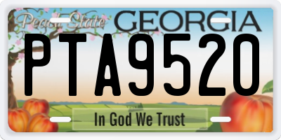 GA license plate PTA9520