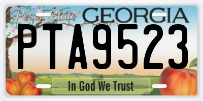 GA license plate PTA9523