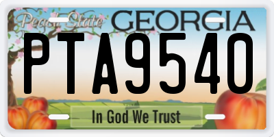 GA license plate PTA9540