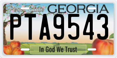 GA license plate PTA9543
