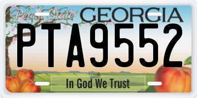 GA license plate PTA9552