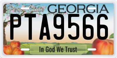 GA license plate PTA9566
