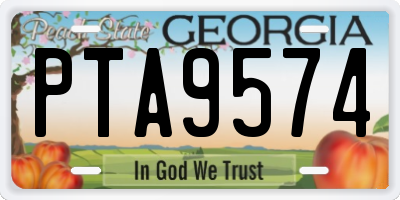 GA license plate PTA9574
