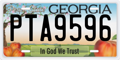 GA license plate PTA9596