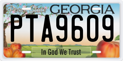 GA license plate PTA9609