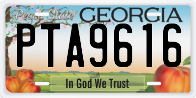 GA license plate PTA9616