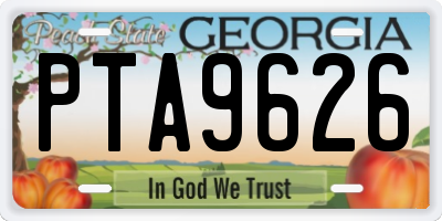 GA license plate PTA9626