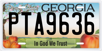 GA license plate PTA9636