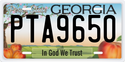 GA license plate PTA9650