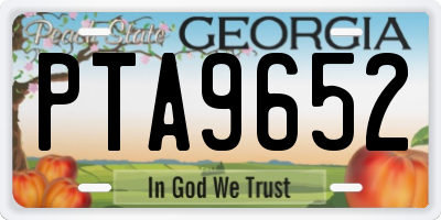 GA license plate PTA9652