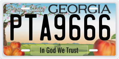 GA license plate PTA9666