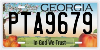 GA license plate PTA9679
