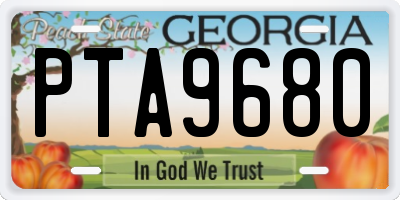 GA license plate PTA9680