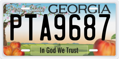 GA license plate PTA9687